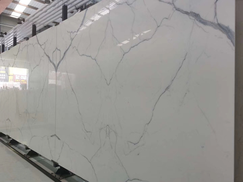 Artificial Calacatta Marble Vein Nano Glass Stone For Interior 